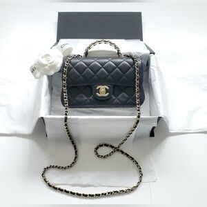 (Sale)Chanel Crystal & Chain Top Handle Mini Flap Bag